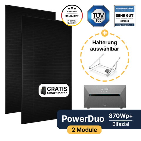 EQ PowerDuo 890Wp+ Bifazial inkl. Solarbank 2 Plus (1,6kWh)